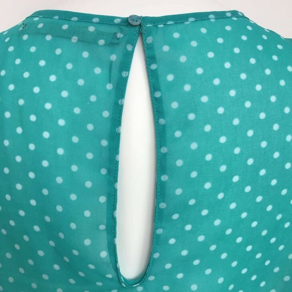 Zara Trafaluc Blouson Dress Blue Polka Dot Sz M - Picture 5 of 8